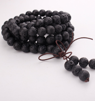 Buddhist 108 Bead Lava Stone Bracelet for Meditation & Yoga