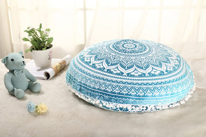 Colorful Mandala Round Floor Pillow 'Cover' for Meditation