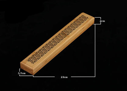 Bamboo Incense Burner & Ash Catcher — 4 Carved Patterns | Minimalist Zen Design
