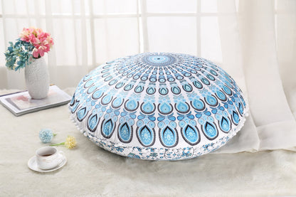 Colorful Mandala Round Floor Pillow 'Cover' for Meditation