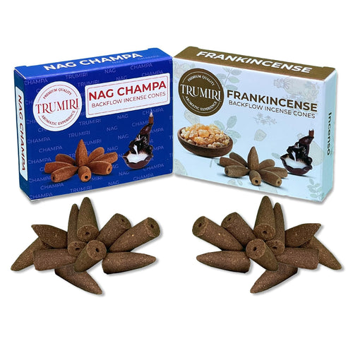 Backflow Incense Cones — 20 Pack | Frankincense & Nag Champa Waterfall Cones