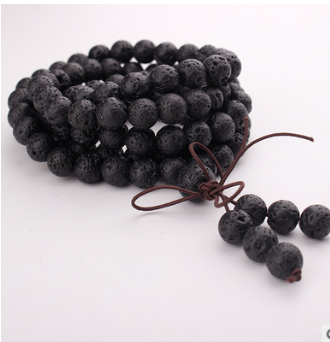 Buddhist 108 Bead Lava Stone Bracelet for Meditation & Yoga
