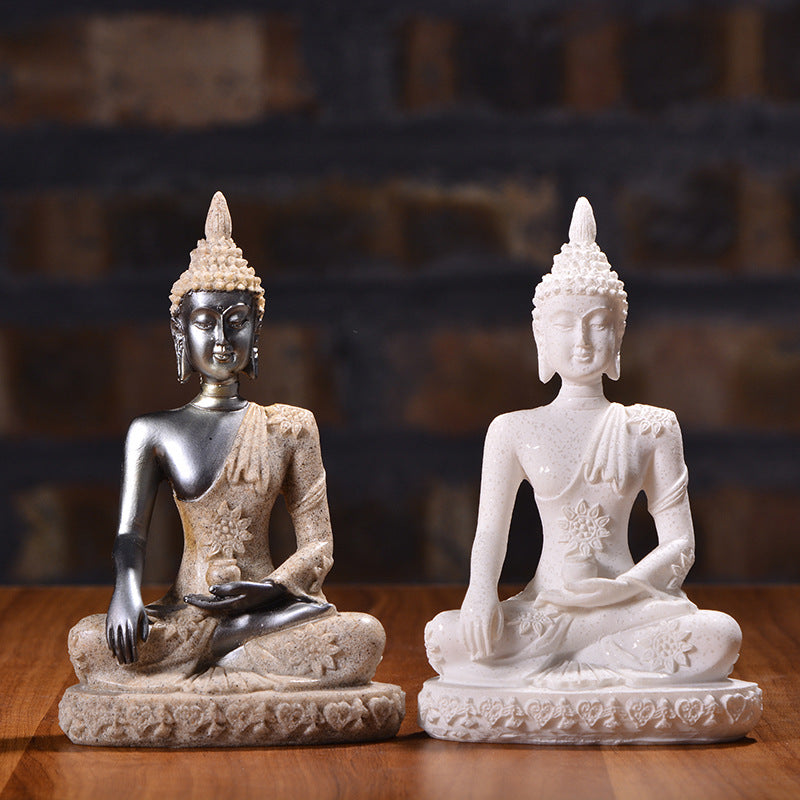 Resin Sandstone Small Sitting Buddha Sculpture