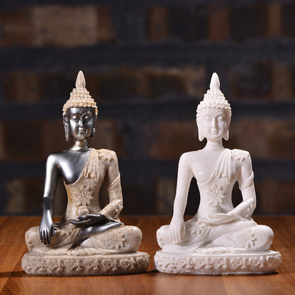 Resin Sandstone Small Sitting Buddha Sculpture