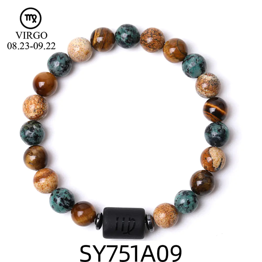 Handcrafted Zodiac Bracelet – Natural Tiger Eye & Agate | Unisex Astrology Jewelry Gift