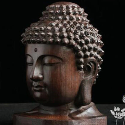 Wood Carved Buddha Head