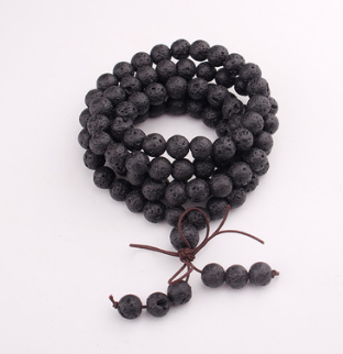 Buddhist 108 Bead Lava Stone Bracelet for Meditation & Yoga