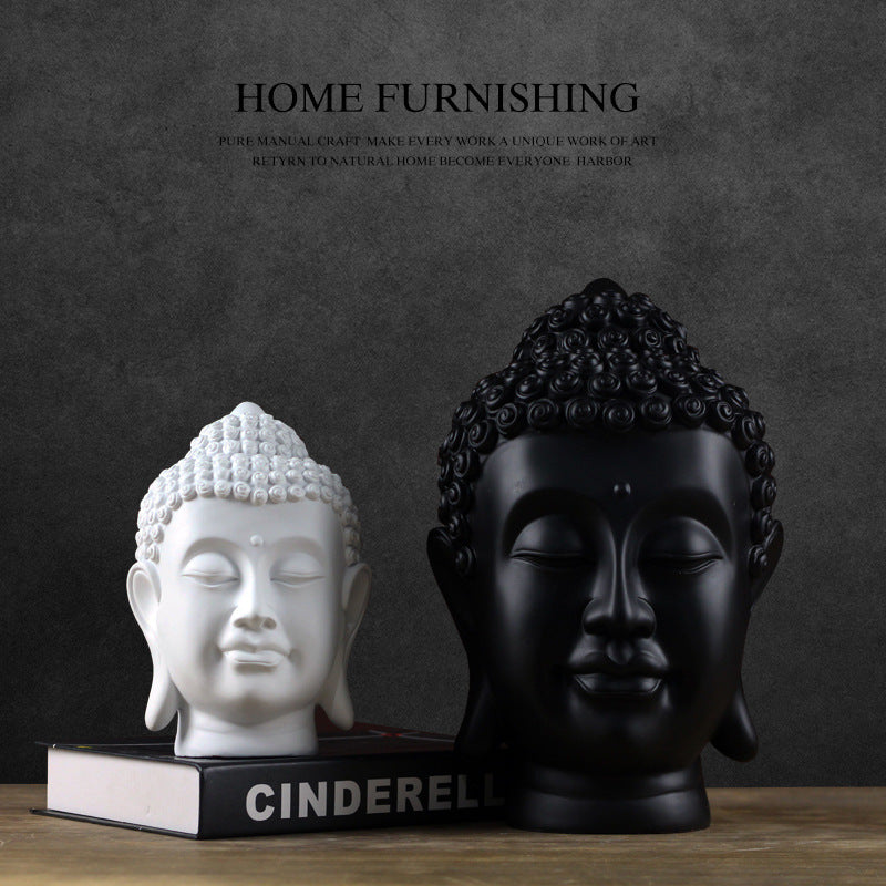 Chinese Resin Buddha Head Figurine for Yoga & Meditation Decor