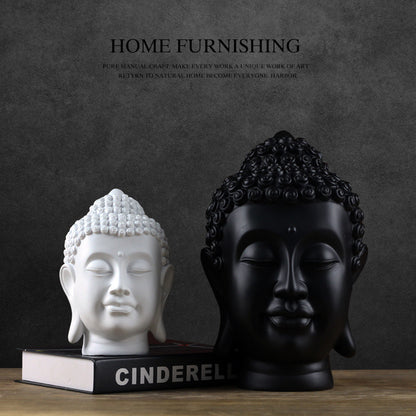 Chinese Resin Buddha Head Figurine for Yoga & Meditation Decor