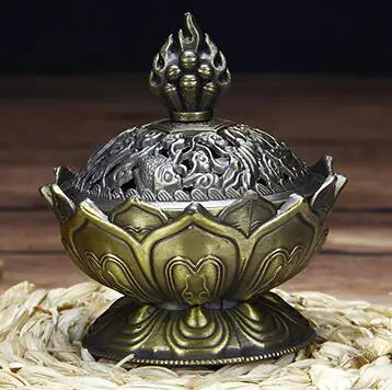 Eight Treasures Lotus Incense Burner — 3 Colors | Zinc Alloy | Meditation & Home Decor