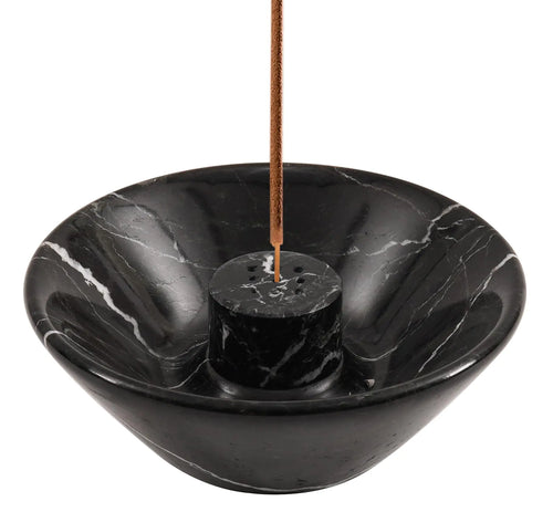 Handmade Marble Incense Holder Bowl — Natural Black Marble | RADICALn | Incense & Decor