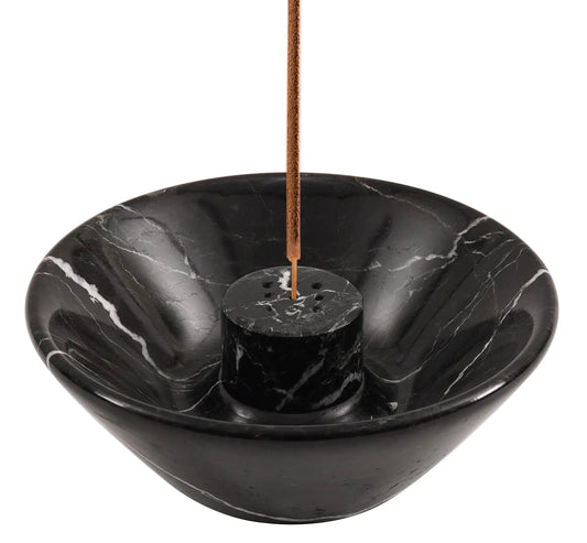 Handmade Marble Incense Holder Bowl — Natural Black Marble | RADICALn | Incense & Decor