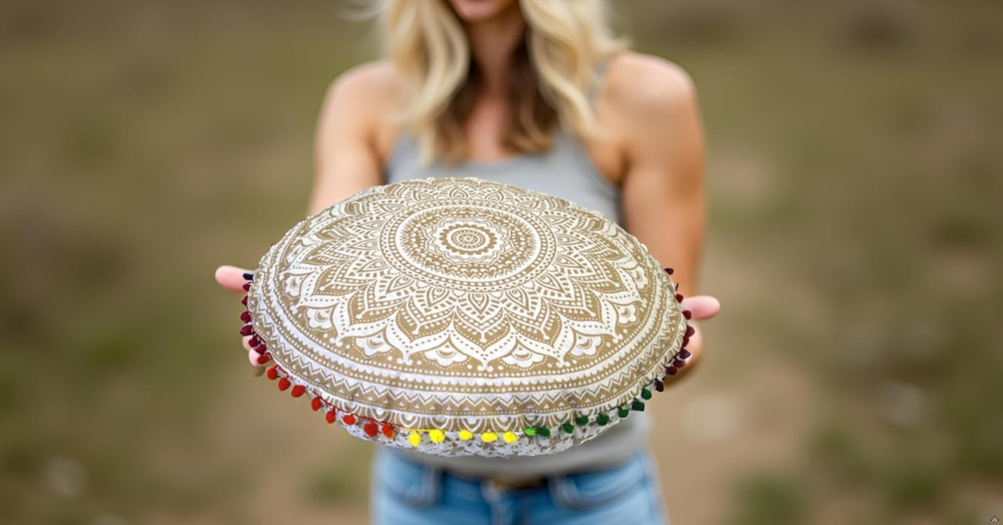 CRAFT KALA 22" Mandala Boho Meditation Cushion 'Cover'