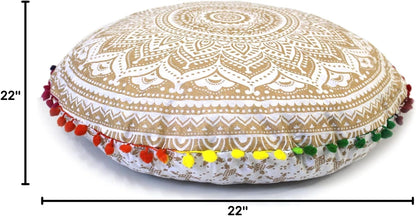 CRAFT KALA 22" Mandala Boho Meditation Cushion 'Cover'