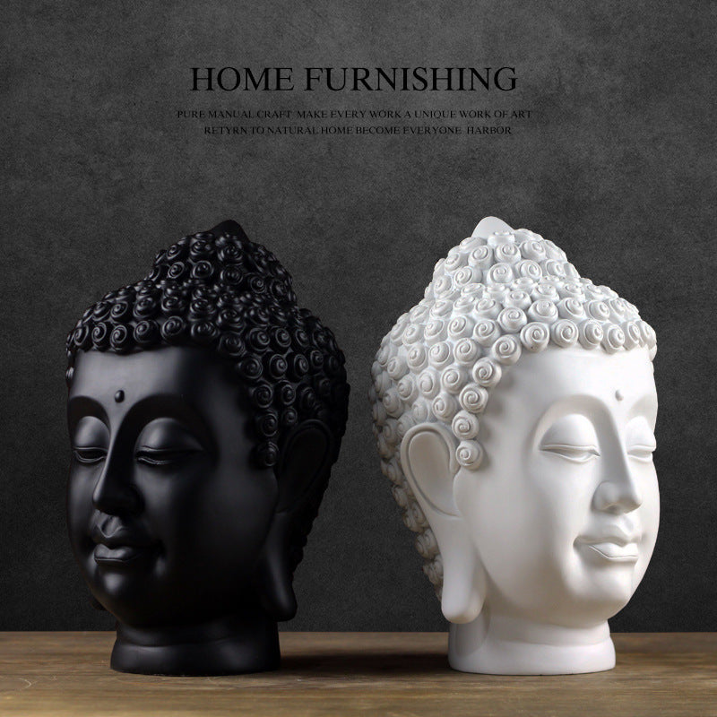 Chinese Resin Buddha Head Figurine for Yoga & Meditation Decor