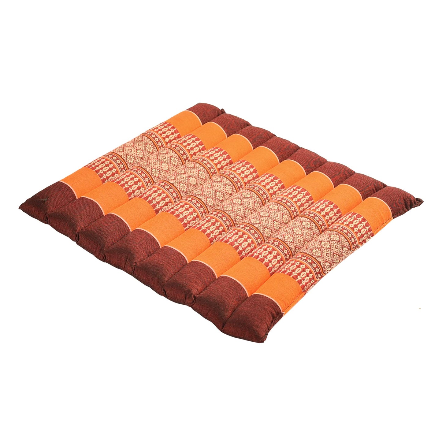 Zafuko Rollable Meditation Cushion – Burgundy/Orange | Organic Kapok Filling