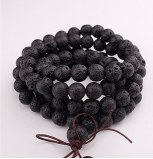 Buddhist 108 Bead Lava Stone Bracelet for Meditation & Yoga
