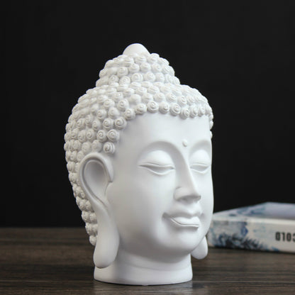 Chinese Resin Buddha Head Figurine for Yoga & Meditation Decor