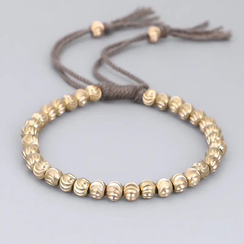 Handmade Tibetan Copper Bead Prayer Wheel Bracelet