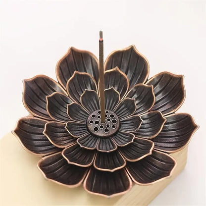 Lotus Incense Holder — Bronze Alloy | Meditation & Aromatherapy Burner