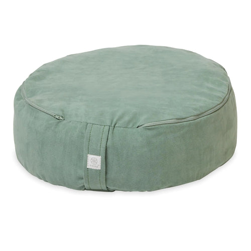 Gaiam Zafu Meditation Cushion - Ergonomic Buckwheat Hull with Adjustable Filling Carry Handle - Sage