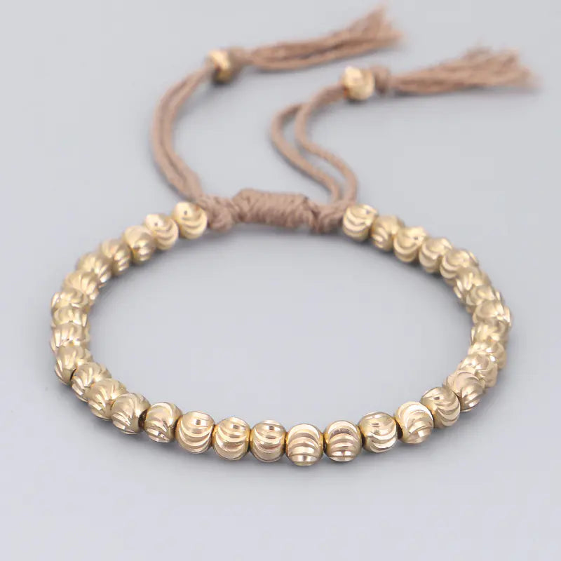 Handmade Tibetan Copper Bead Prayer Wheel Bracelet