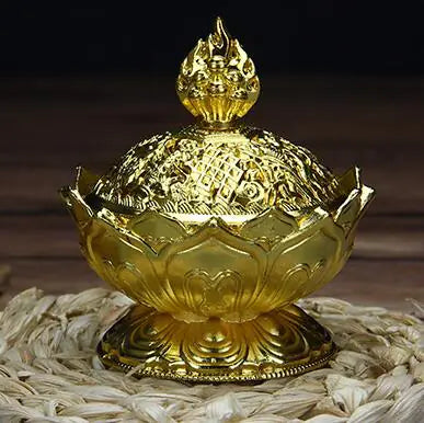 Eight Treasures Lotus Incense Burner — 3 Colors | Zinc Alloy | Meditation & Home Decor