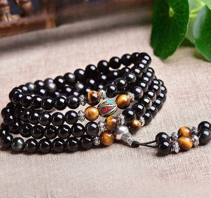 Black Obsidian Couples Bracelet – Meditation & Prayer Beads