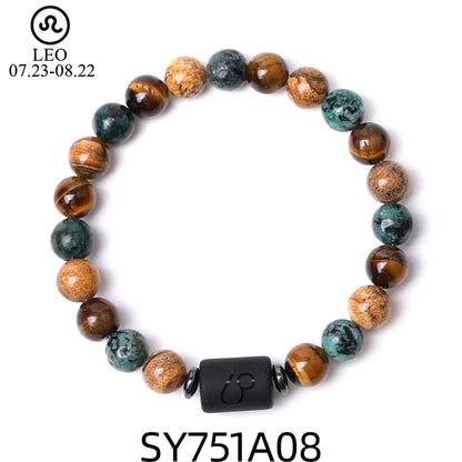 Handcrafted Zodiac Bracelet – Natural Tiger Eye & Agate | Unisex Astrology Jewelry Gift
