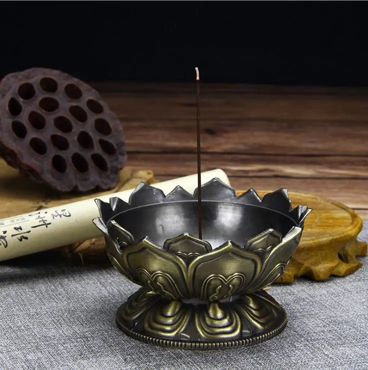 Eight Treasures Lotus Incense Burner — 3 Colors | Zinc Alloy | Meditation & Home Decor