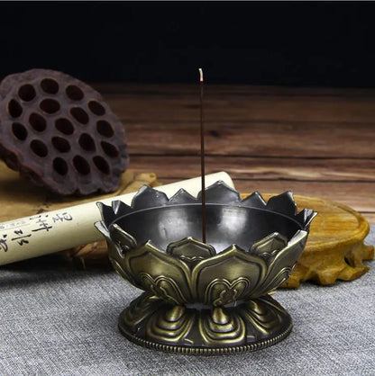 Eight Treasures Lotus Incense Burner — 3 Colors | Zinc Alloy | Meditation & Home Decor