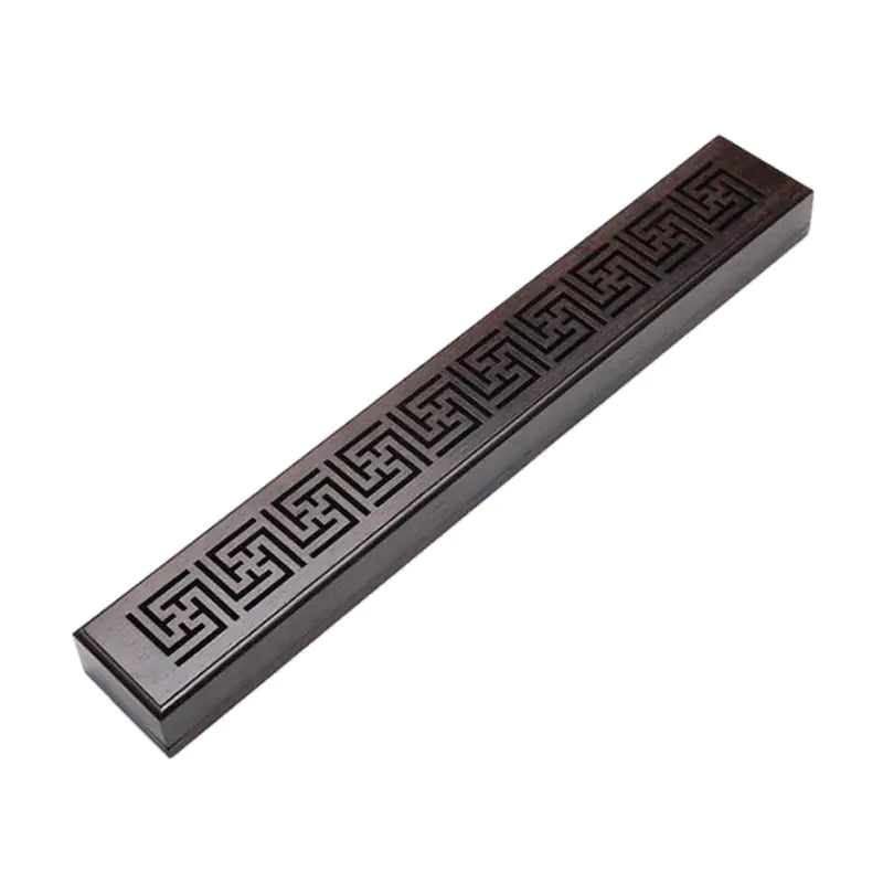 Dark Sandalwood Incense Box & Burner — 5 Artisan Carved Patterns | Buddhist-Inspired Design