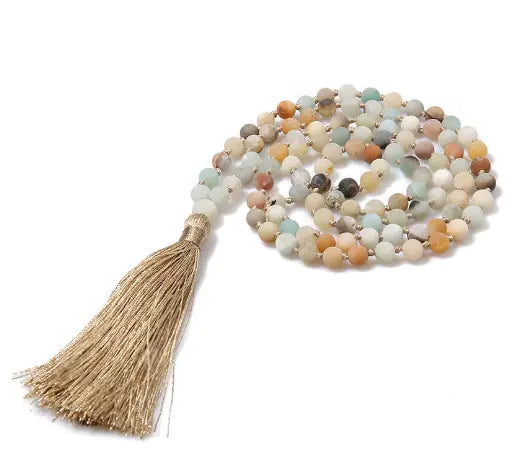 Handmade 108 Bead Knotted Mala Necklace