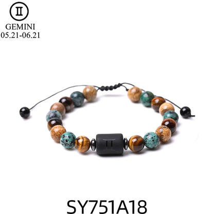 Handcrafted Zodiac Bracelet – Natural Tiger Eye & Agate | Unisex Astrology Jewelry Gift