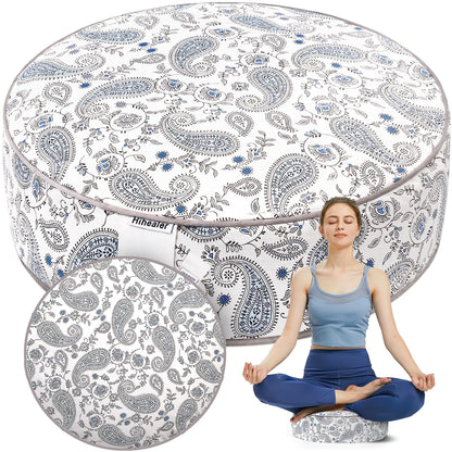 Hihealer Zafu Meditation Cushion with Traditional Tibetan Buckwheat Filling