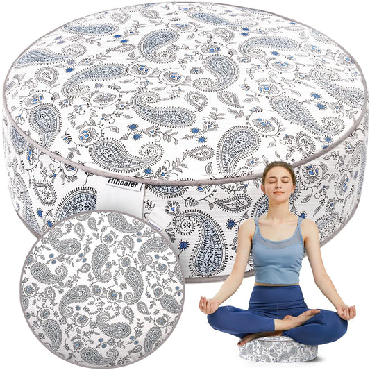 Hihealer Zafu Meditation Cushion with Traditional Tibetan Buckwheat Filling