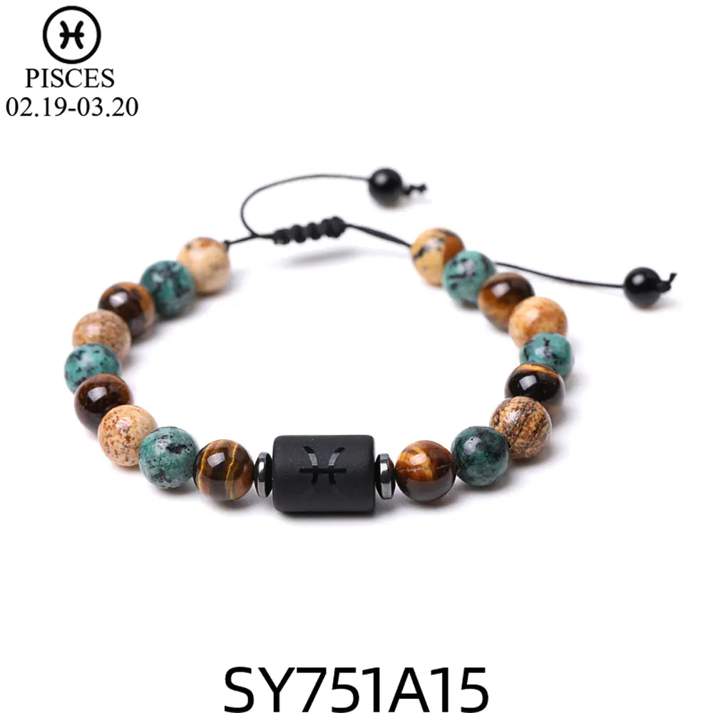 Handcrafted Zodiac Bracelet – Natural Tiger Eye & Agate | Unisex Astrology Jewelry Gift