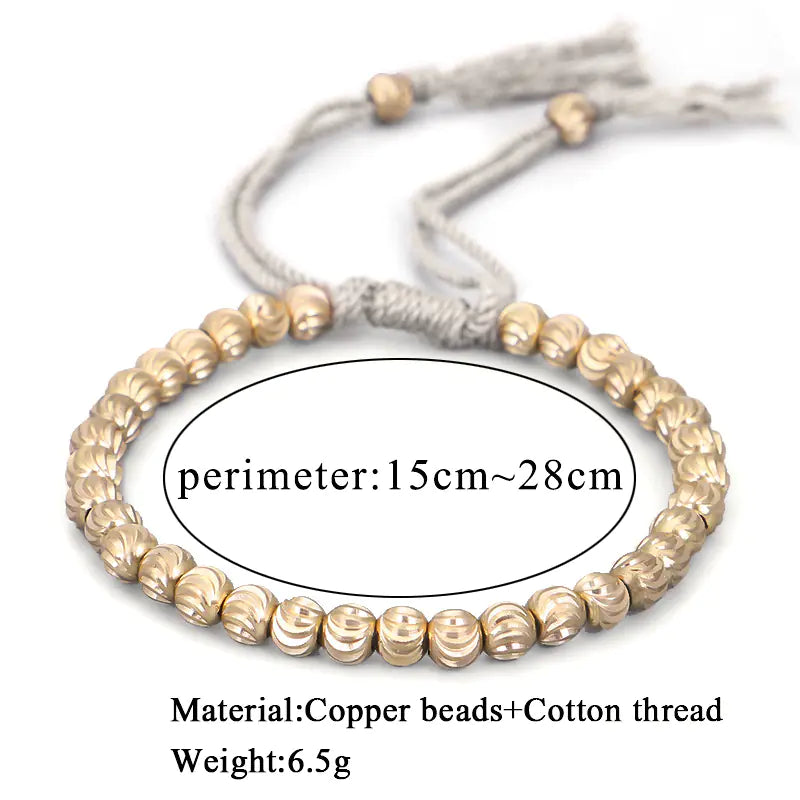Handmade Tibetan Copper Bead Prayer Wheel Bracelet