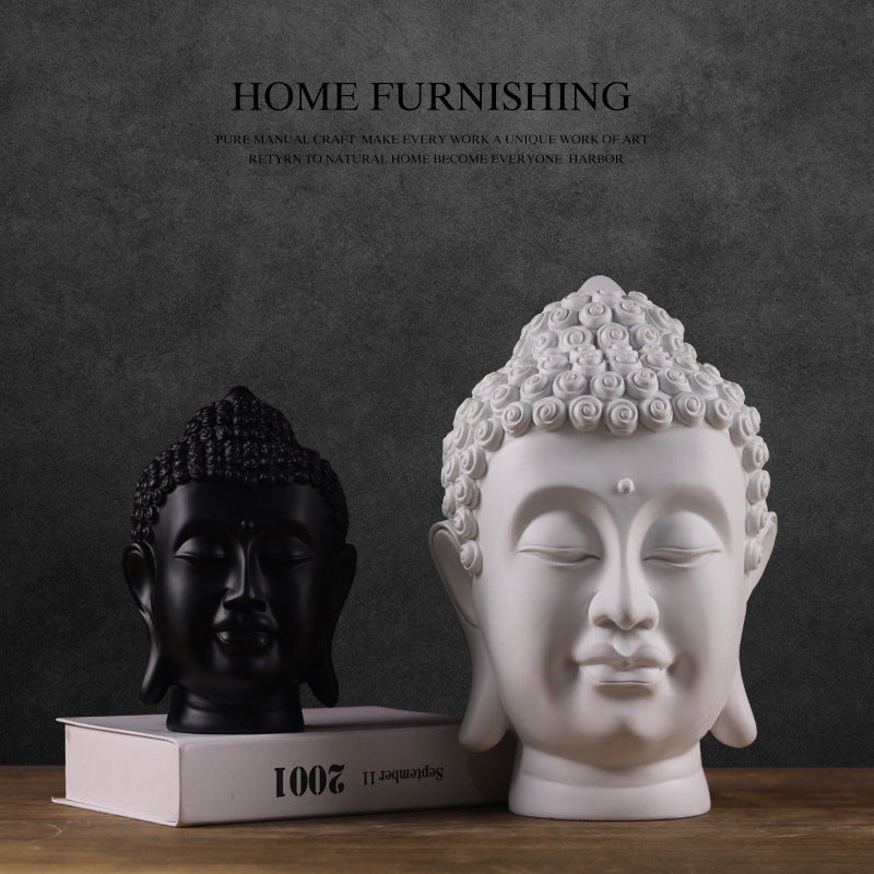 Chinese Resin Buddha Head Figurine for Yoga & Meditation Decor