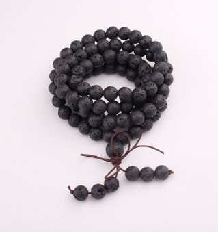 Buddhist 108 Bead Lava Stone Bracelet for Meditation & Yoga