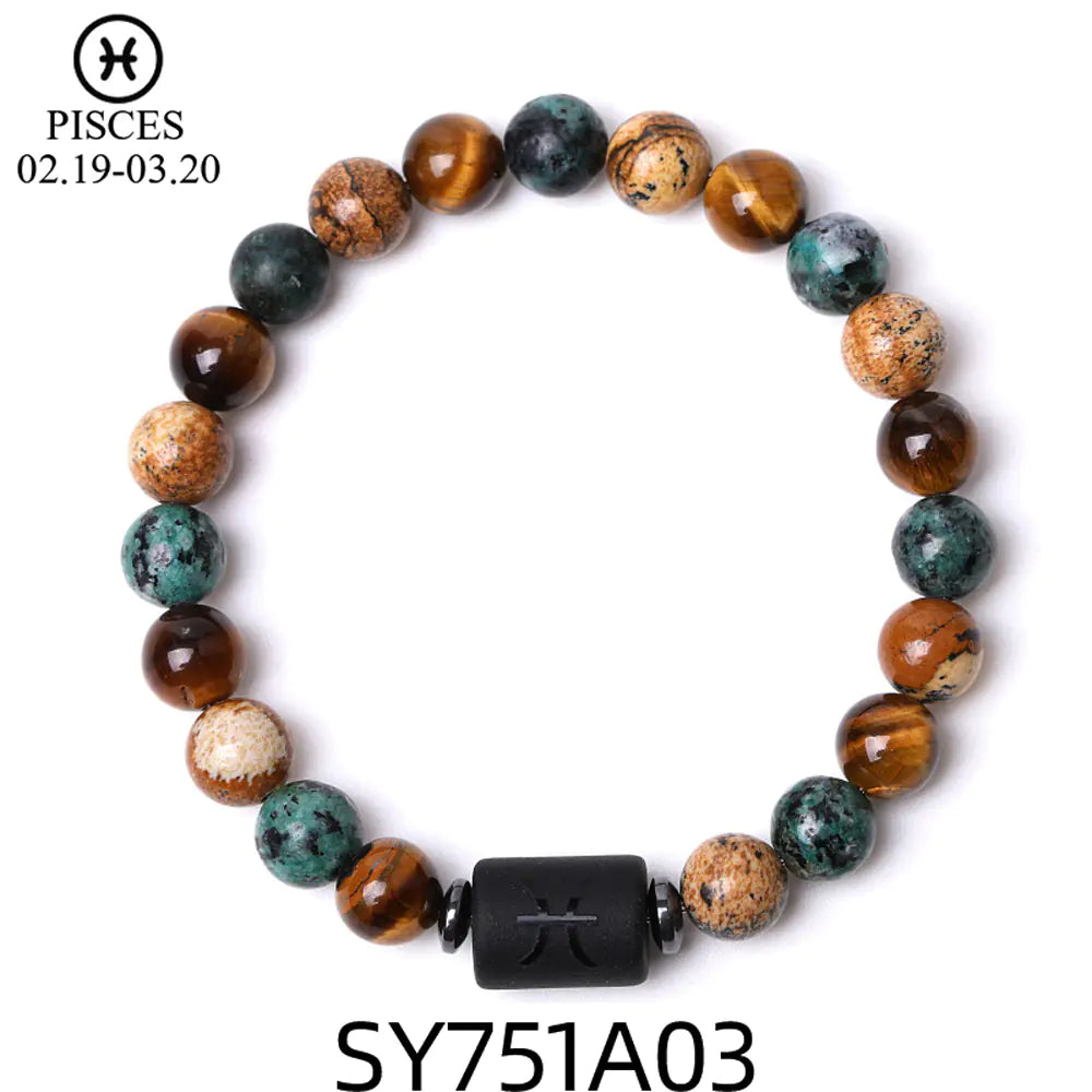 Handcrafted Zodiac Bracelet – Natural Tiger Eye & Agate | Unisex Astrology Jewelry Gift