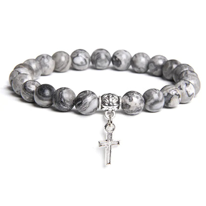 Volcanic Rock and Black Agate Beaded Bracelet for Men & Women