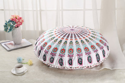 Colorful Mandala Round Floor Pillow 'Cover' for Meditation