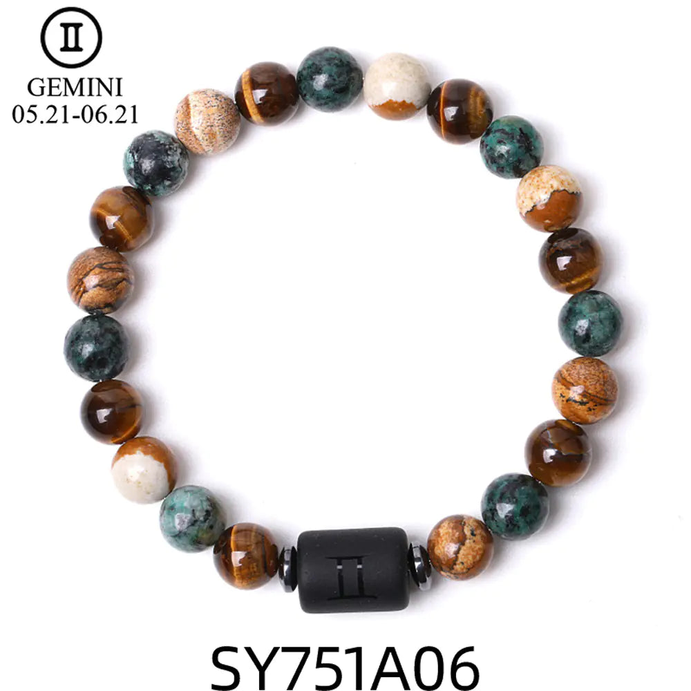 Handcrafted Zodiac Bracelet – Natural Tiger Eye & Agate | Unisex Astrology Jewelry Gift