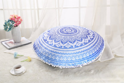 Colorful Mandala Round Floor Pillow 'Cover' for Meditation