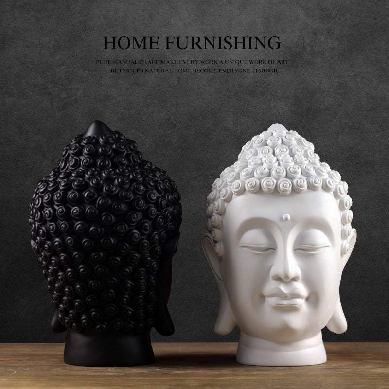 Chinese Resin Buddha Head Figurine for Yoga & Meditation Decor