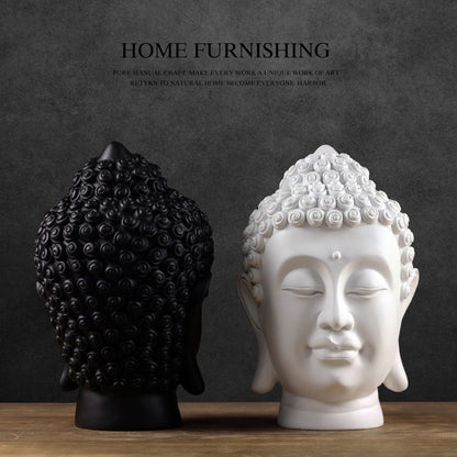 Chinese Resin Buddha Head Figurine for Yoga & Meditation Decor