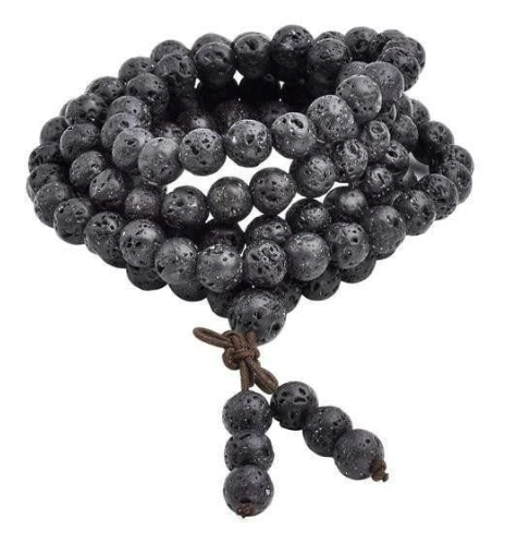 Buddhist 108 Bead Lava Stone Bracelet for Meditation & Yoga