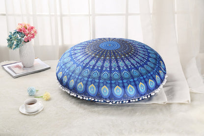 Colorful Mandala Round Floor Pillow 'Cover' for Meditation