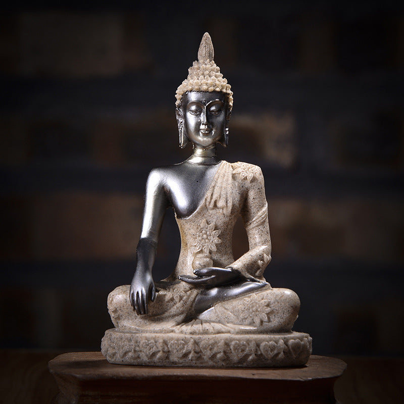 Resin Sandstone Small Sitting Buddha Sculpture